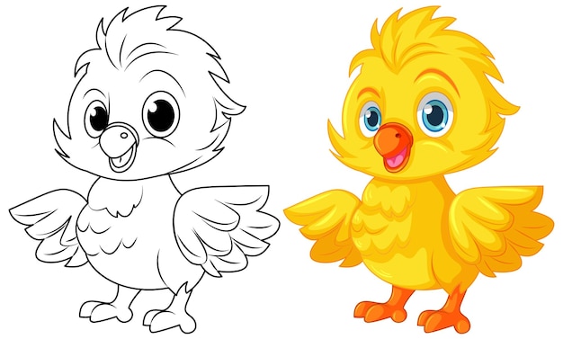 Free vector chick doodle coloring page for children