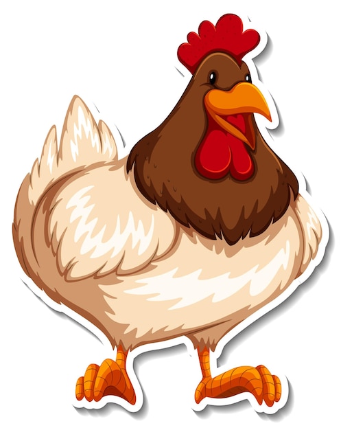 Vettore gratuito adesivo del fumetto degli animali della fattoria degli animali di pollo