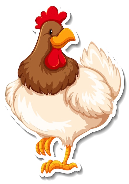 Free vector chicken animal farm animal cartoon sticker