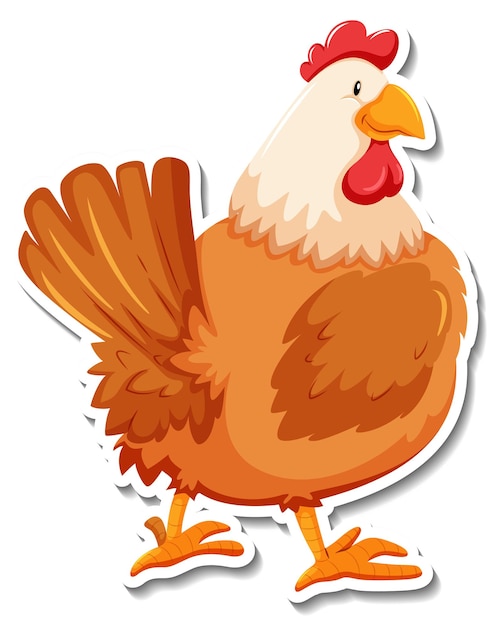 Free vector chicken animal farm animal cartoon sticker