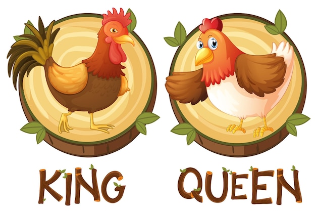 Free vector chicken being king and queen