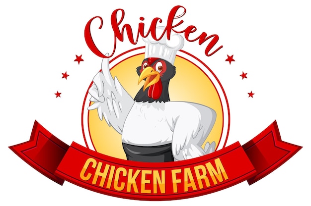Vettore gratuito logo del personaggio dei cartoni animati di pollo chef