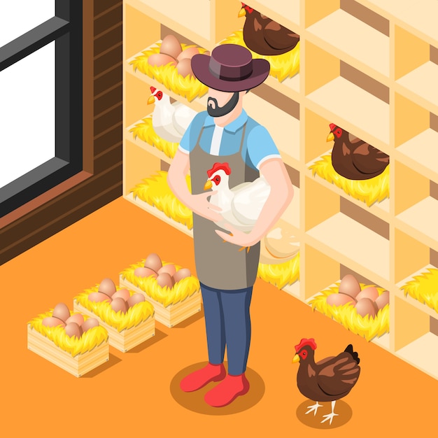 Free vector chicken coop isometric