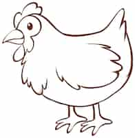 Vettore gratuito pollo in stile semplice doodle su sfondo bianco