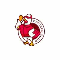 Vettore gratuito logo mascotte di pollo