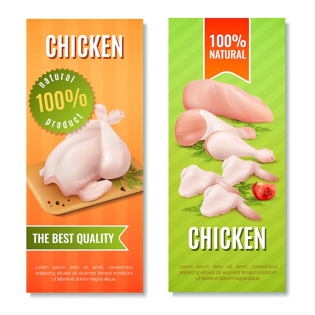 Free vector chicken meat vertical banners