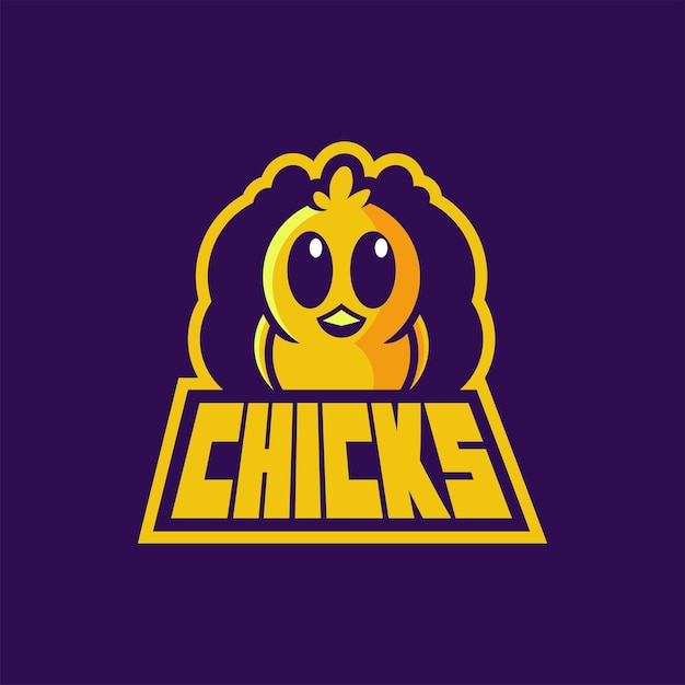 Бесплатное векторное изображение Логотип милого талисмана цыплят