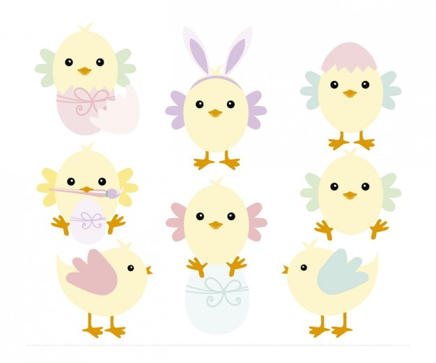 Free vector chicks playing with the eggs