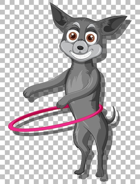 Chihuahua dog cartoon character with hula hoop