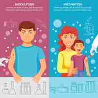 Free vector child and adult vaccination banner set