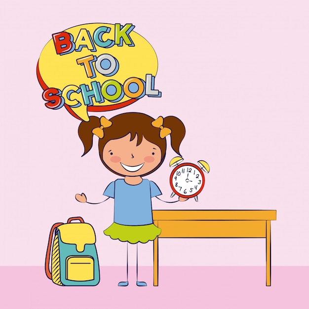 a child back to school with school elements illustration