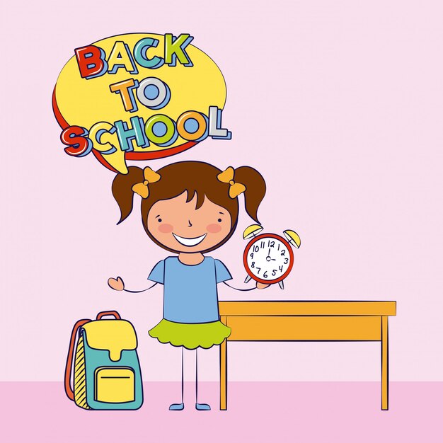 a child back to school with school elements illustration