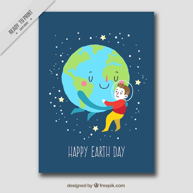 Free vector child brochure embracing the world