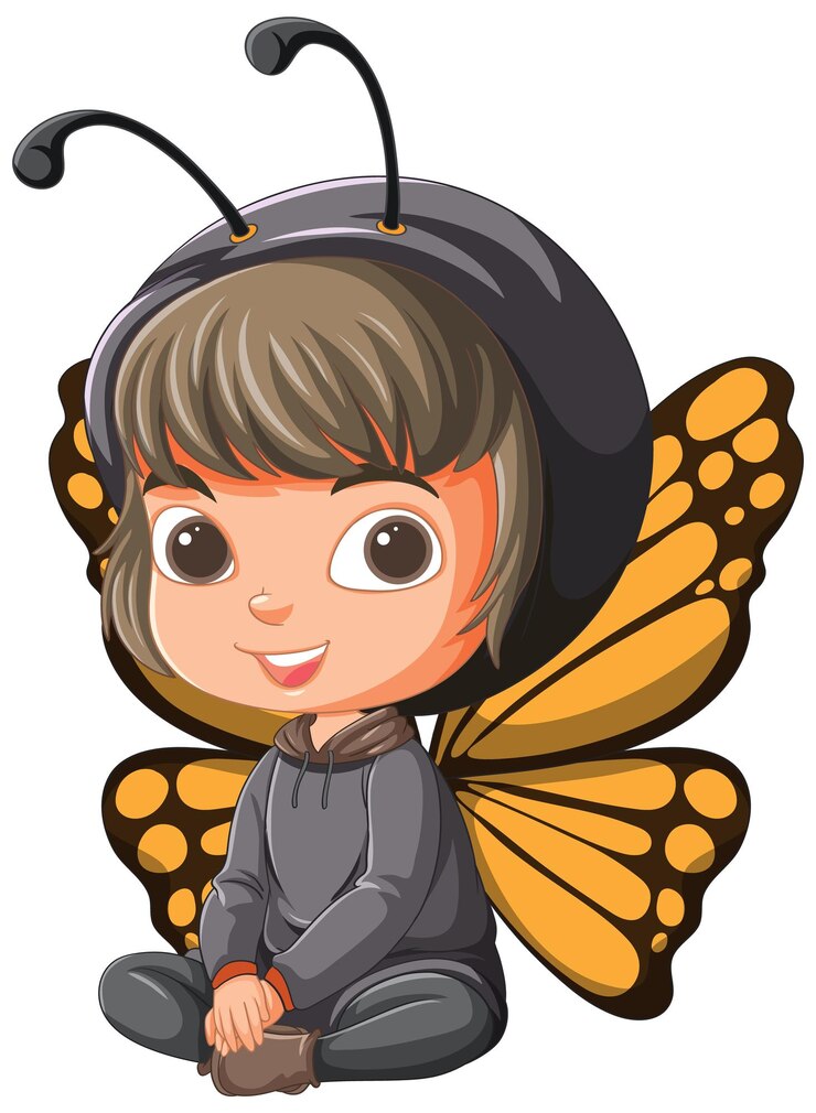 Free Vector child dressed as butterfly in vector art
