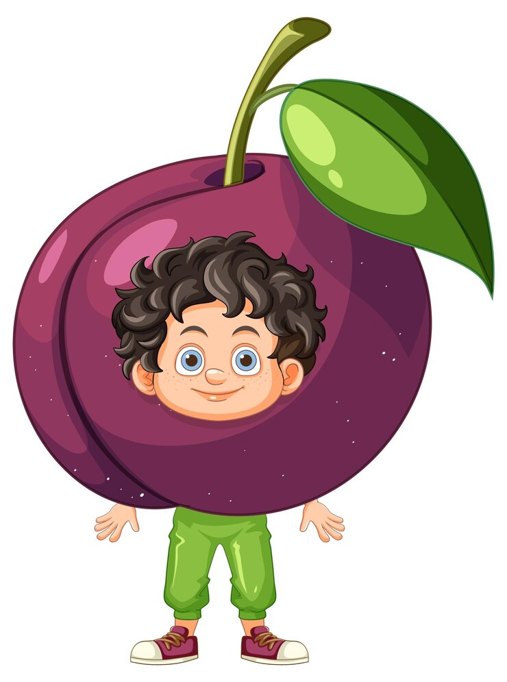 Free Vector child dressed as a plum fruit