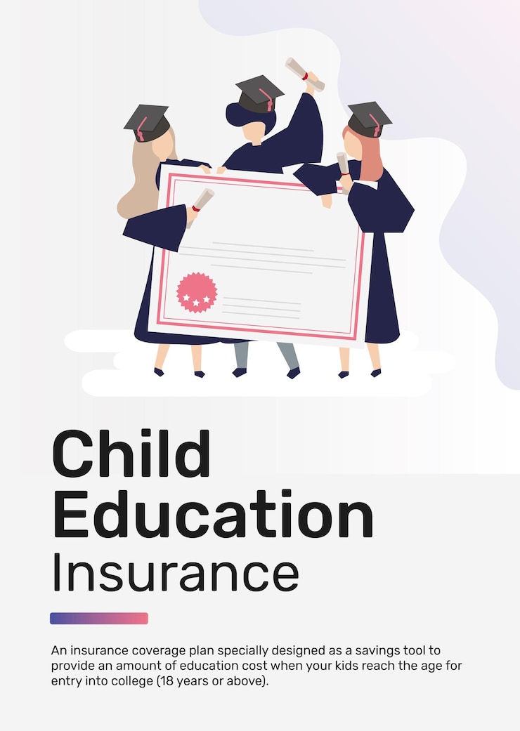 Free Vector child education insurance template for poster