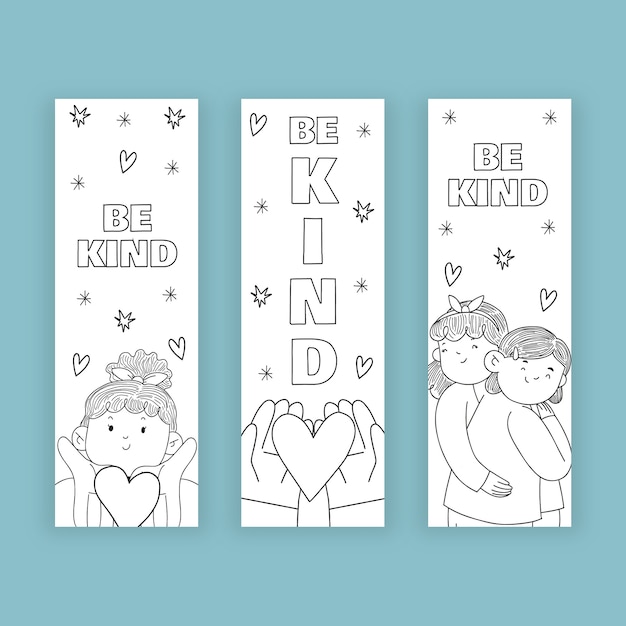 Child-like coloring kindness bookmark