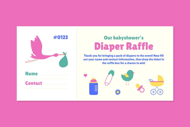 Child-like creative baby shower diaper large raffle ticket