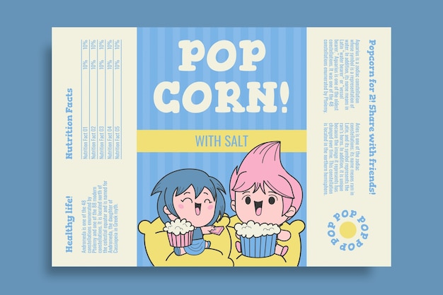 Free vector child-like funny popcorn label