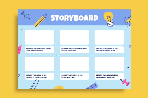 Child-like hand drawn school storyboard