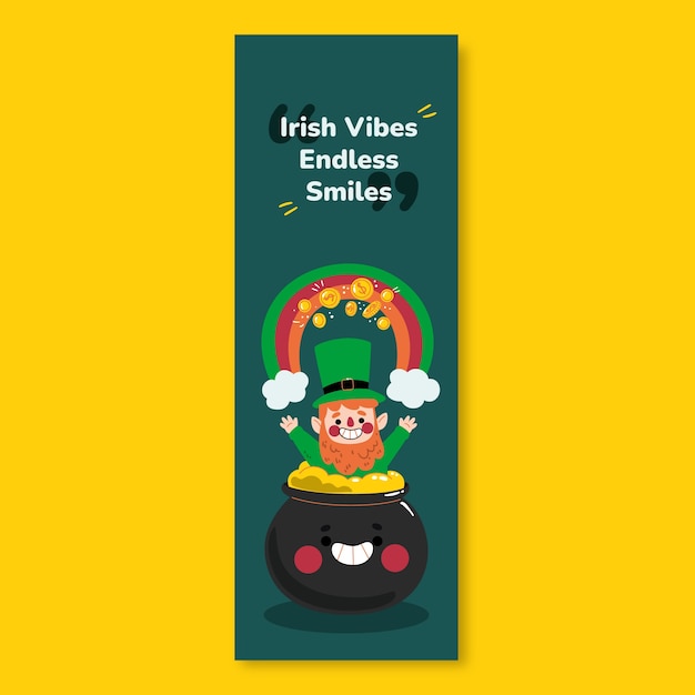 Child-like hand drawn st. patrick's day quote bookmark