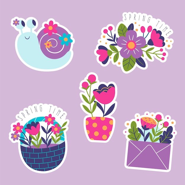 Child-like spring stickers collection