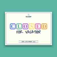 Free vector child-like toy shop closed for vacation sign