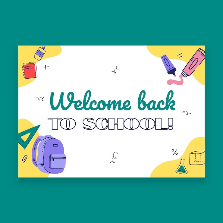 Free Vector child-like welcome back to school! sign