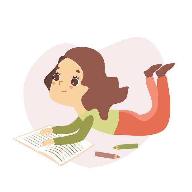 pictures of the word homework Free vector child reading a book