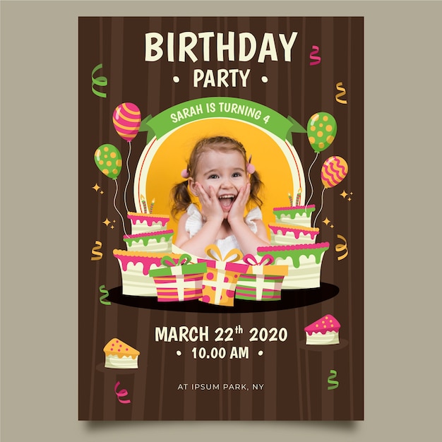 Free vector child's birthday invitation template