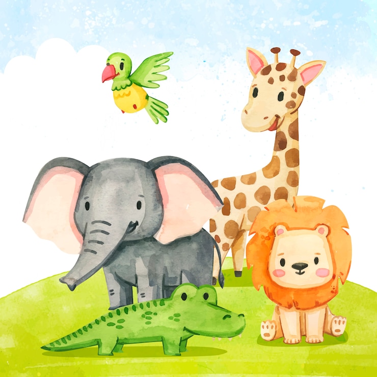 Free Vector childlike animals illustration