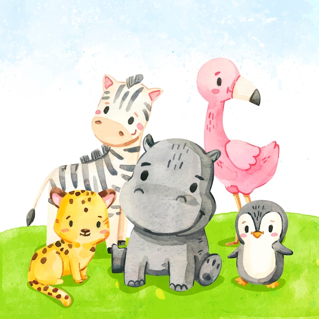 Free vector childlike animals illustration