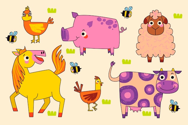 Free vector childlike animals illustration