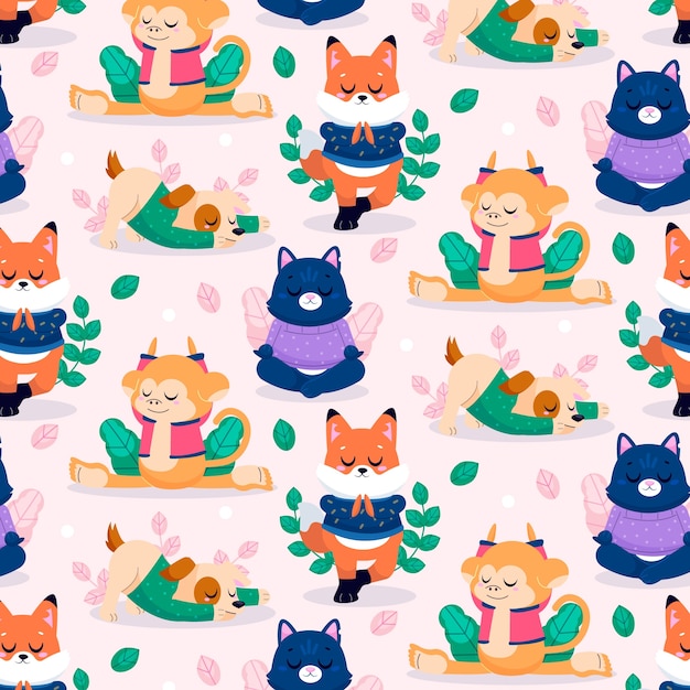 Free vector childlike animals pattern illustration