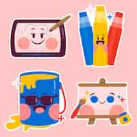 Free vector childlike art stickers