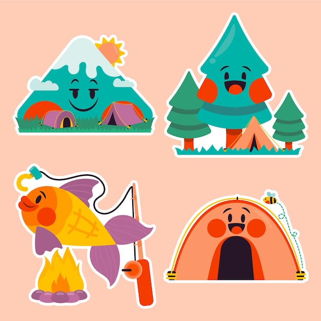 Childlike camping stickers