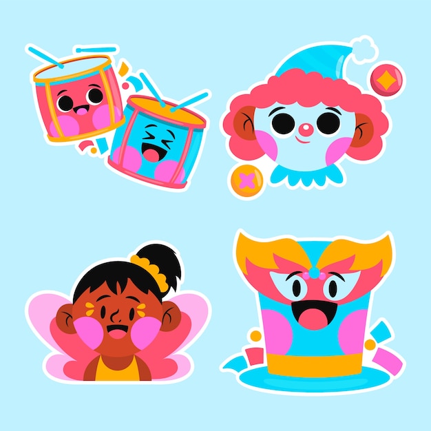 Free vector childlike carnival sticker set