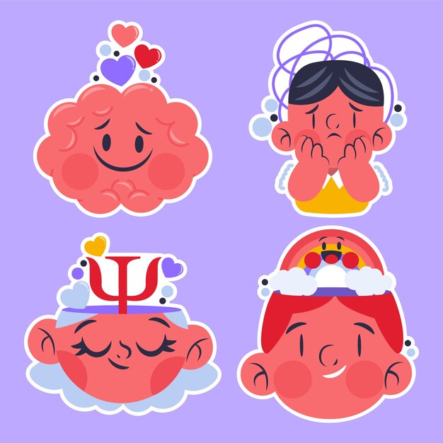 Free Vector childlike mental health stickers collection