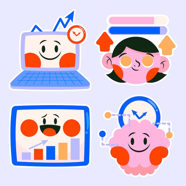 Free vector childlike productivity stickers