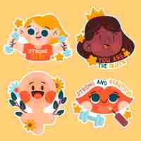 Free vector childlike women's day stickers collection