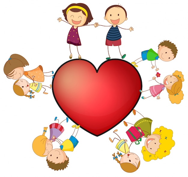 Дети и сердце | Бесплатно векторы