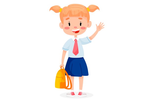 子供たちは学校に行きます 学校のイラストに戻る 白い孤立した背景に子供の教育イラスト プレミアムベクター