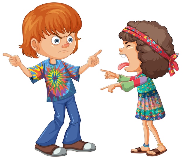 Children arguing in colorful clothes