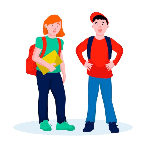 Free vector children back to school in flat design