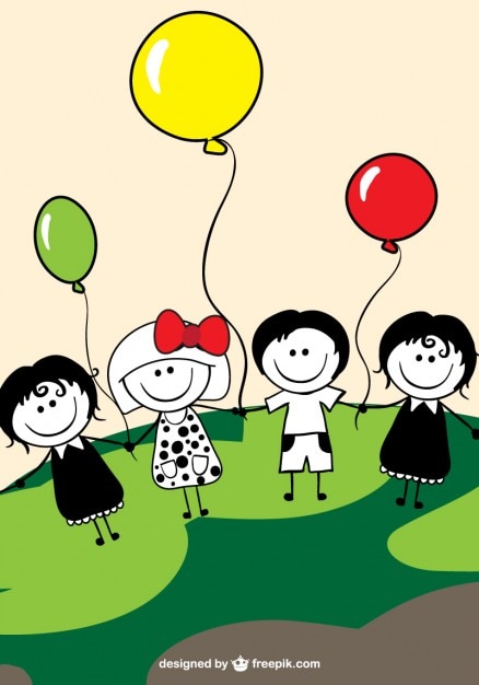 Free vector children and balloons vector