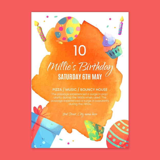 Free vector children birthday card template