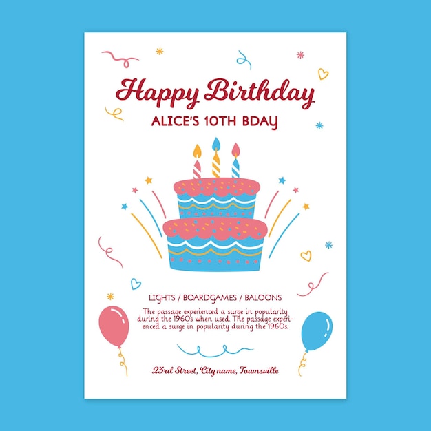 Free vector children birthday card template