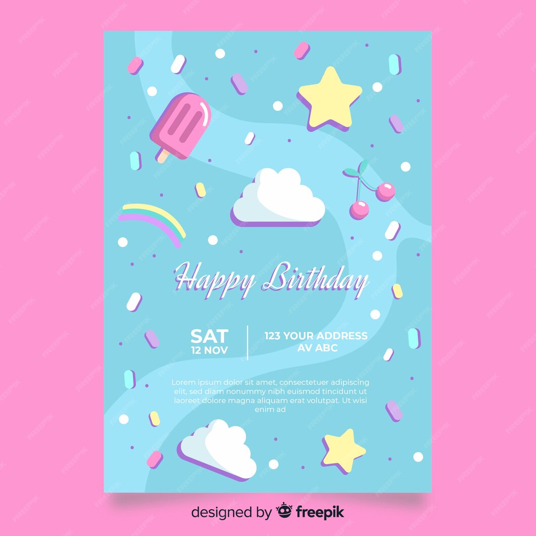 Free Vector | Children birthday invitation template
