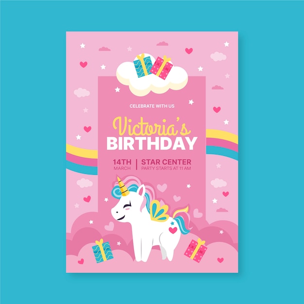 Free vector children birthday invitation template