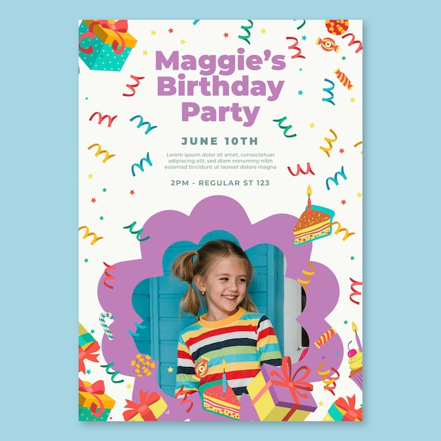 Free vector children birthday poster template